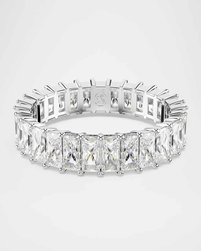Matrix Rhodium-Plated Baguette-Cut Crystal Band Ring, Size 5.75